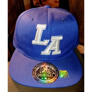 LA Los Angeles Snapback Hat Royal Blue Souvenir Cap 1 Size Dodgers-like Flat Fit